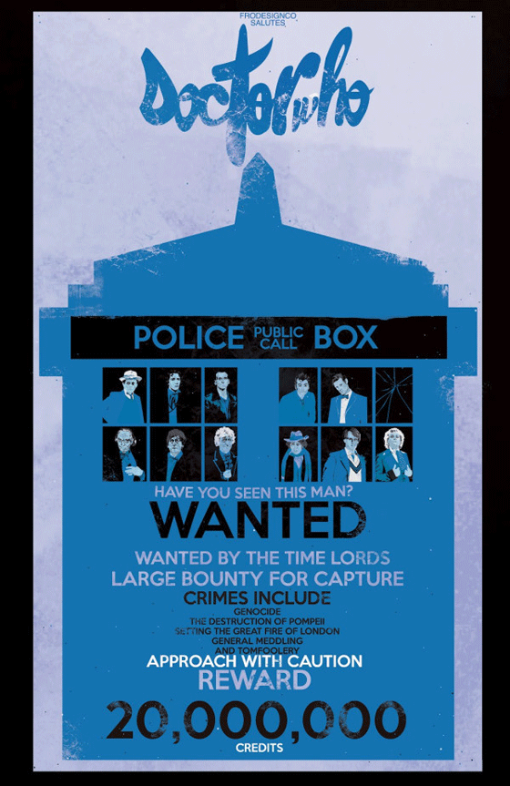 Doctor Who wanted poster by Fro Design Co