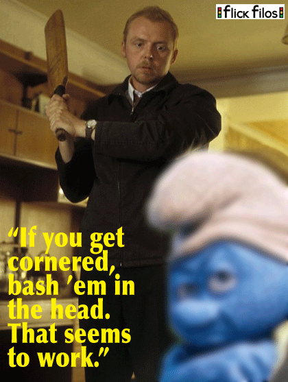 Simon Pegg in Shaun of the Smurfs