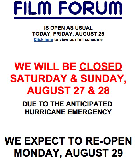 Film Forum closed