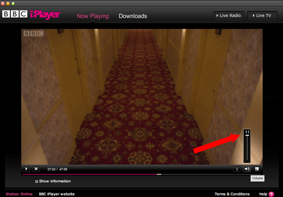 BBC iPlayer volume goes to 11