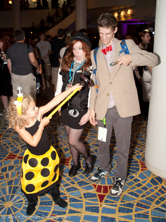 the Doctor and Amy Pond vs a cute little Dalek at DragonCon