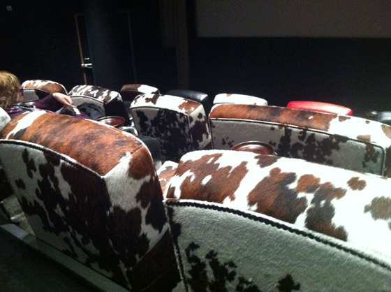 cowprint seats at the Soho Hotel screening room