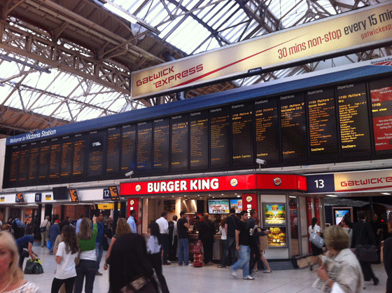 departures board at Victoria Rail station