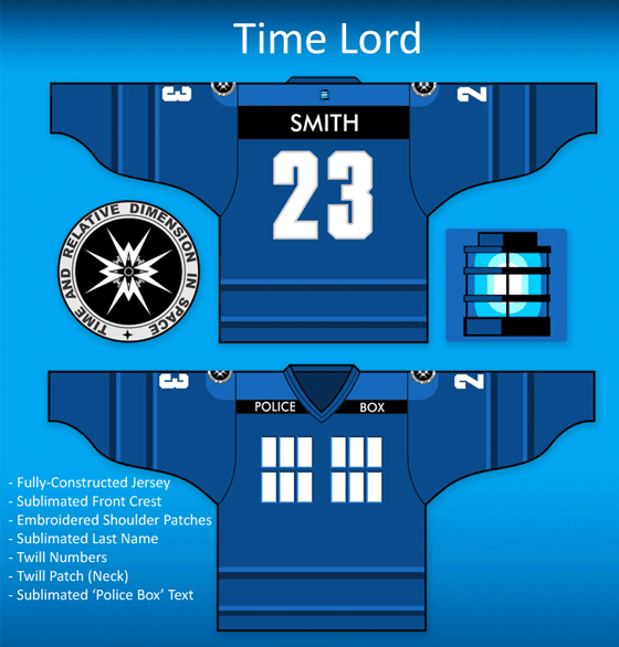 Doctor Who hockey jersey by Dave Delisle