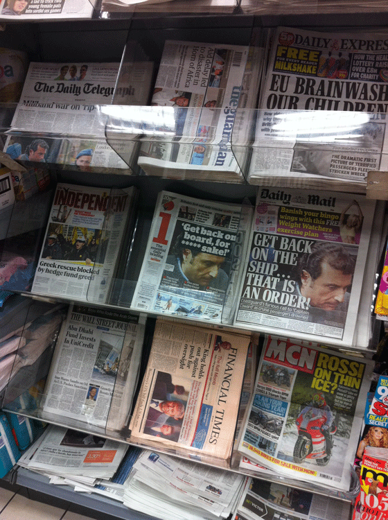 rack of newspapers