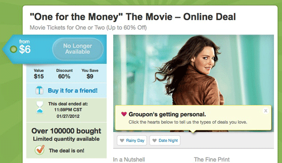 One for the Money Groupon