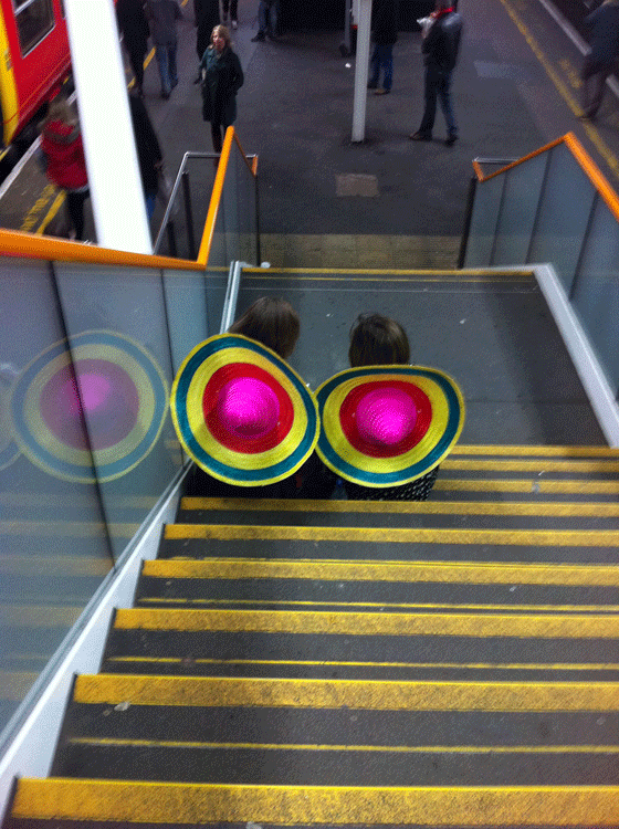 sombreros on the stairs