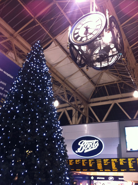 Christmas tree at Waterloo rail station