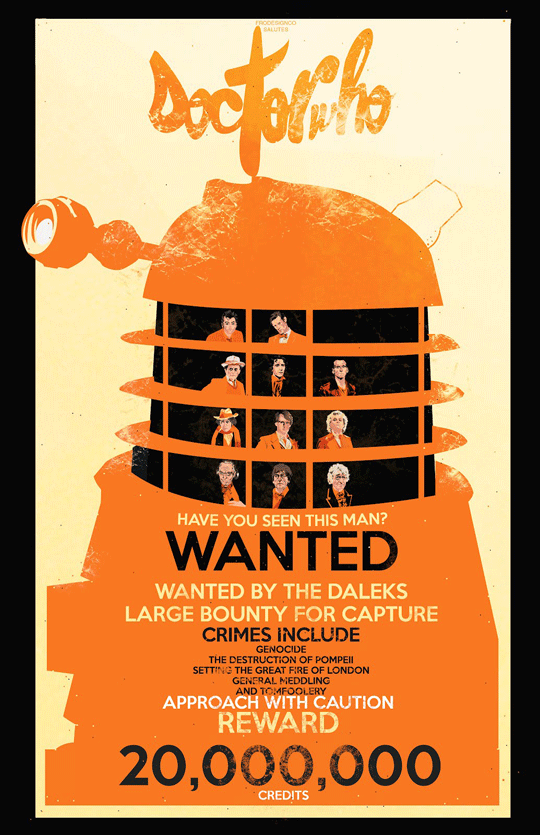 Doctor Who wanted poster by Fro Design Co