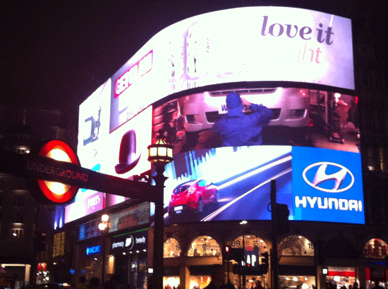 giant screens in Piccadilly Circus