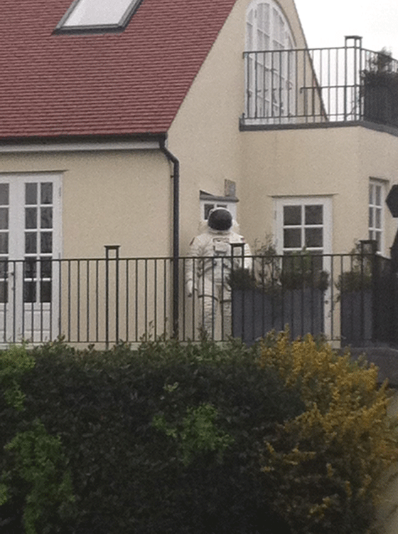 spacesuit on the balcony