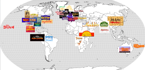 The Geography of Disney Cartoons