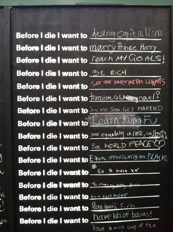 before I die...