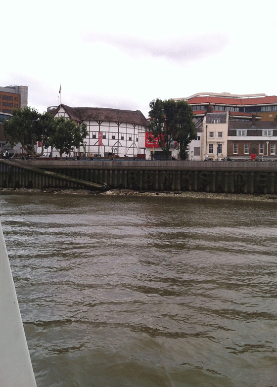the Globe Theatre from the Thames