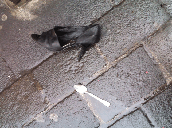 one lost shoe with spoon