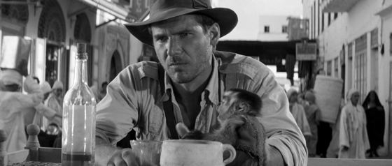 Raiders of the Lost Ark in black and white