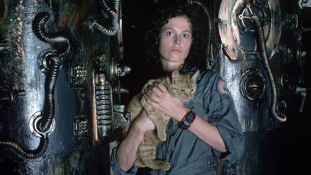 Ripley with Jones the cat from Alien